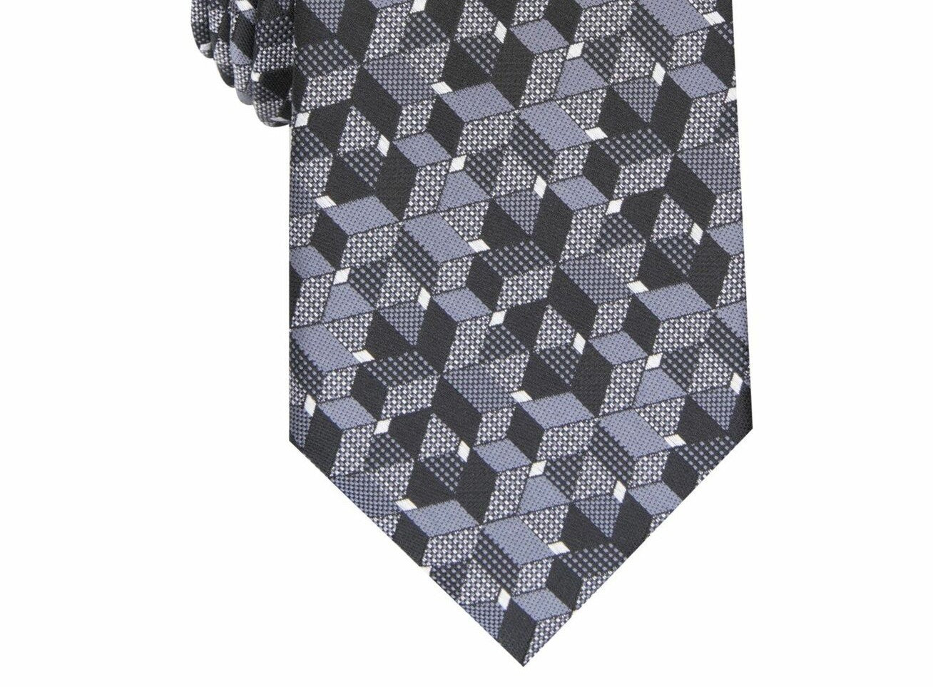 Gravata Alfani Slim Geo Masculina Preta - Tamanho Regular