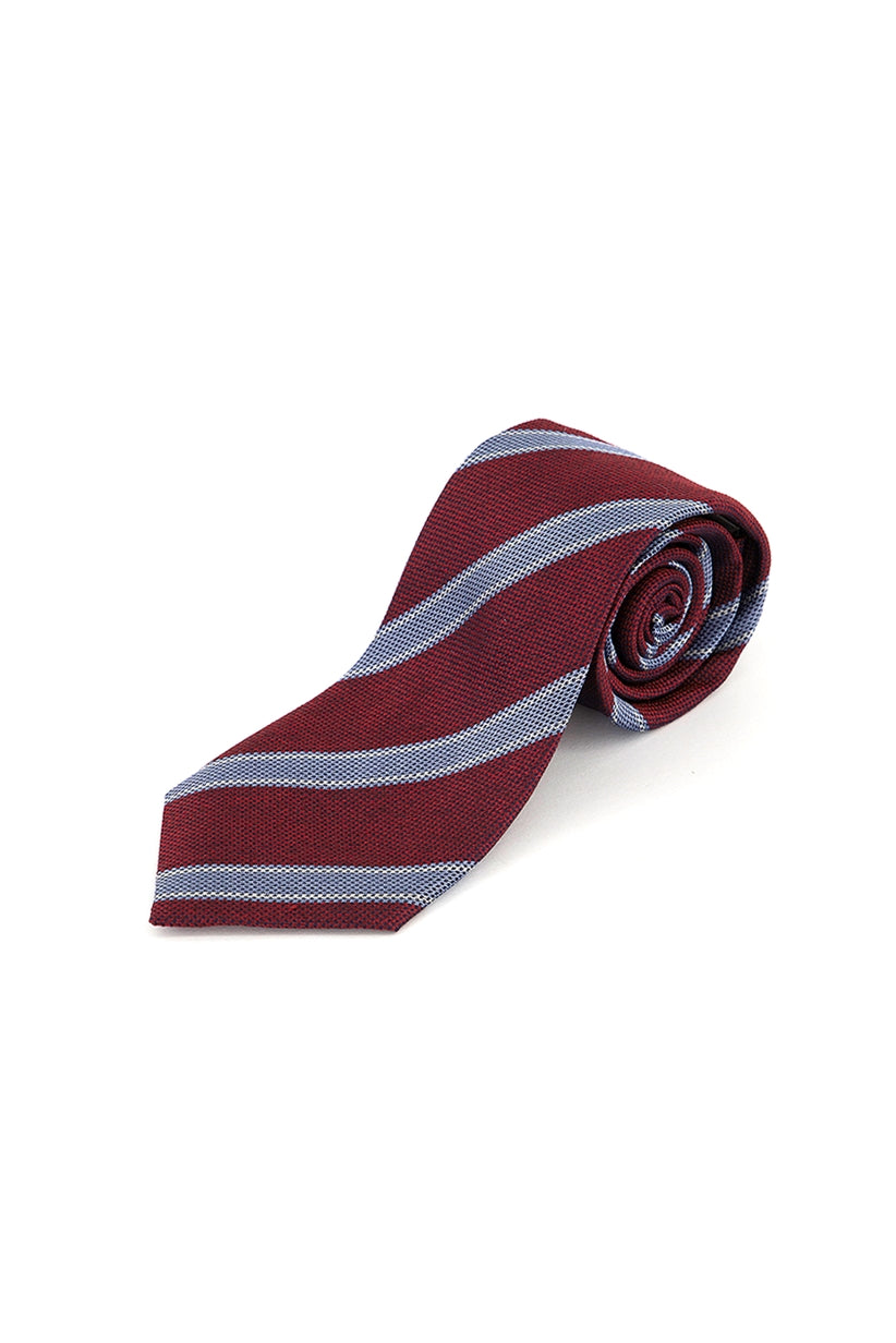 Gravata de seda listrada masculina Tasso Elba vermelha tamanho regular