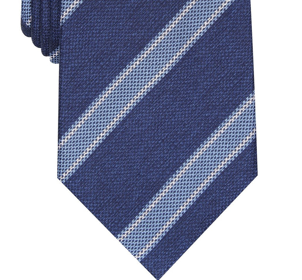 Gravata de seda listrada clássica masculina Tasso Elba, tamanho azul marinho, regular