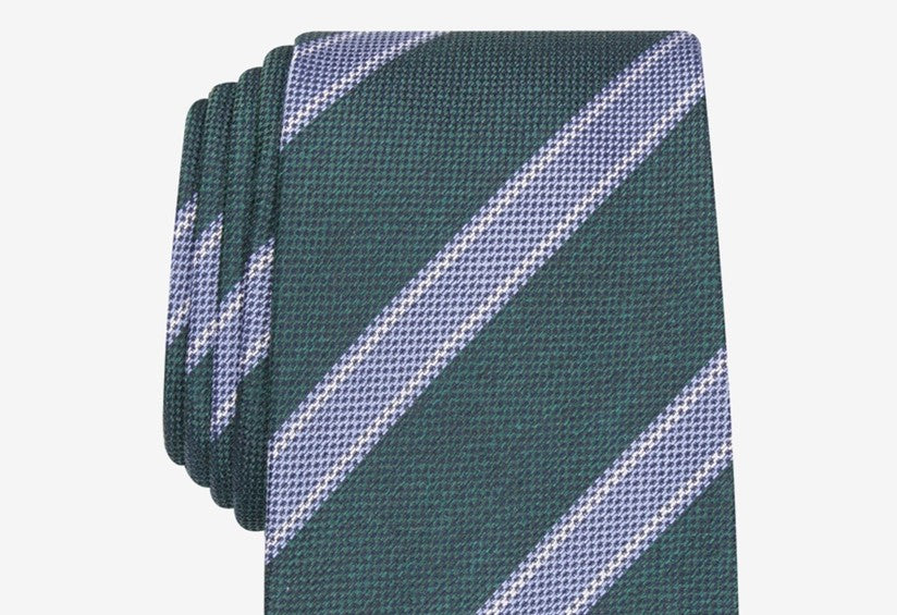 Gravata de seda listrada clássica masculina Tasso Elba, verde, tamanho regular