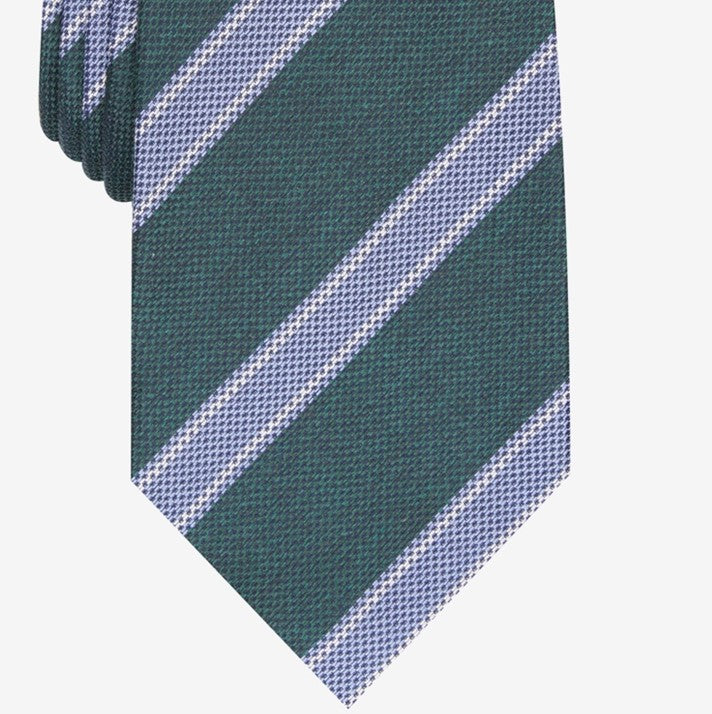 Gravata de seda listrada clássica masculina Tasso Elba, verde, tamanho regular