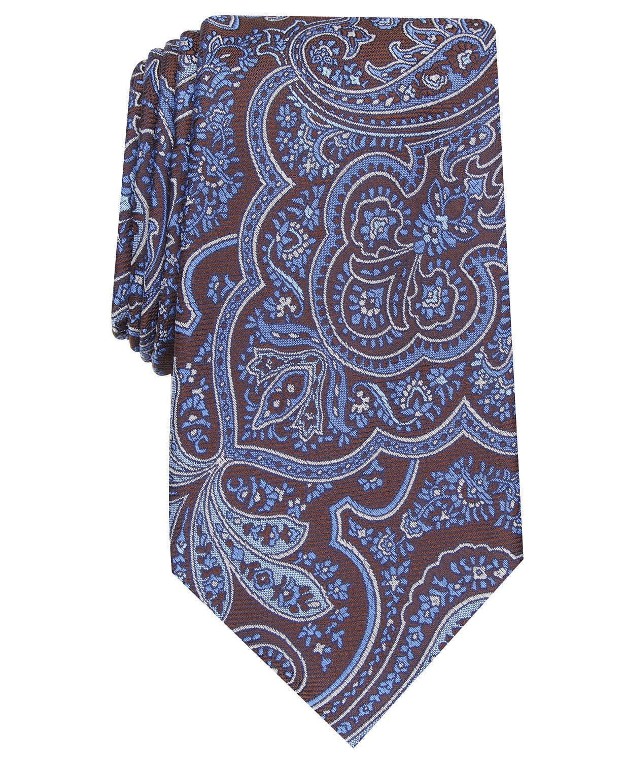 Gravata masculina clássica de seda paisley Tasso Elba, marrom, tamanho regular