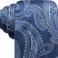Gravata masculina clássica de seda paisley Tasso Elba, tamanho azul-marinho, regular