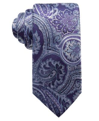 Gravata de seda paisley clássica masculina Tasso Elba, roxa, tamanho regular