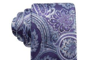 Gravata de seda paisley clássica masculina Tasso Elba, roxa, tamanho regular