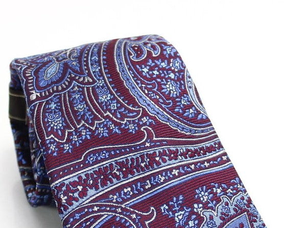 Gravata de seda estampada clássica masculina Tasso Elba, vermelha, tamanho regular