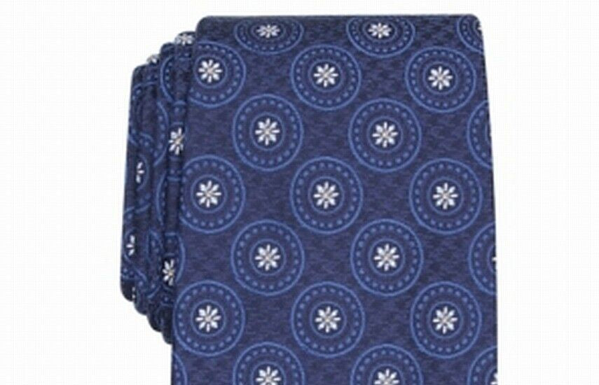 Gravata de seda medalhão masculina Tasso Elba tamanho azul marinho regular