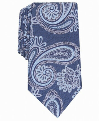 Gravata masculina de seda estampada Tasso Elba, tamanho regular, azul marinho