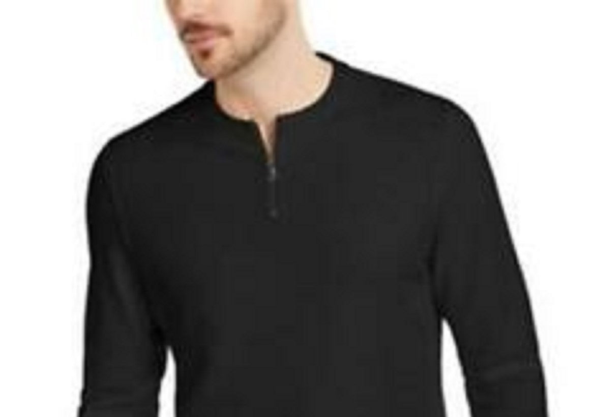 Camisa térmica masculina Alfani com zíper de um quarto, preta, tamanho extra grande