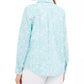 Camisa feminina Charter Club com estampa floral em mistura de linho, azul, tamanho extra grande