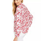 Blusa feminina Charter Club estampada, mangas enroladas, mistura de linho, vermelha, tamanho extra grande