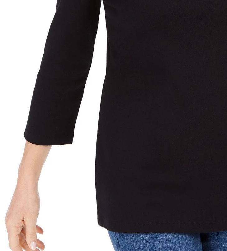 Karen Scott Top Feminino com Acabamento em Ilhós Preto Tamanho P