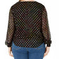 INC International Concepts Top feminino plus size com bolinhas e amarração frontal, preto, tamanho 0X