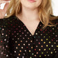 INC International Concepts Top feminino plus size com bolinhas e amarração frontal, preto, tamanho 0X