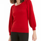 Suéter feminino Maison Jules com mangas bufantes vermelho brilhante tamanho pequeno