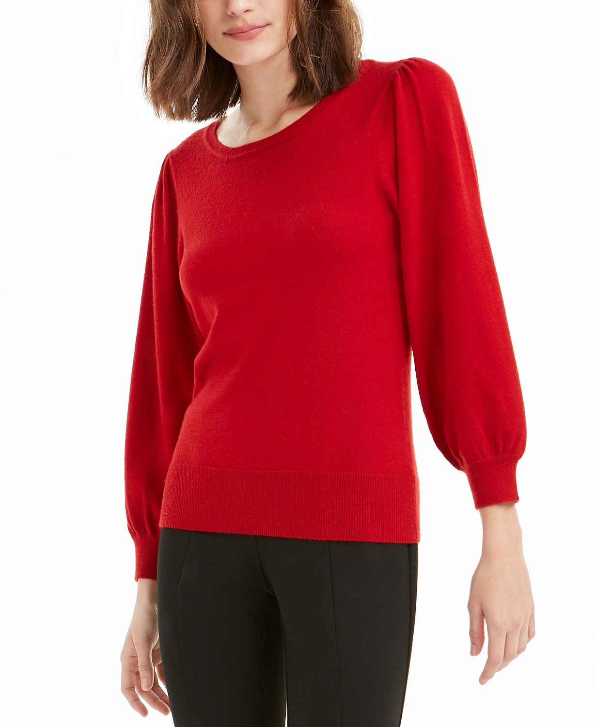 Suéter feminino Maison Jules com mangas bufantes, vermelho, tamanho XX-G
