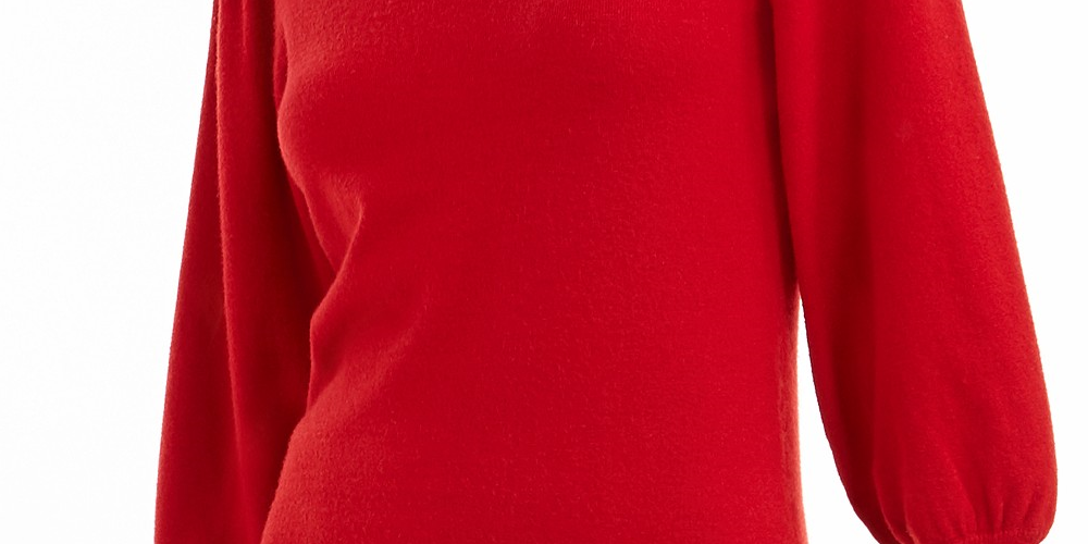 Suéter feminino Maison Jules com mangas bufantes, vermelho, tamanho XX-G
