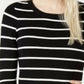Suéter listrado feminino Maison Jules com manga bufante, preto, tamanho XX-G