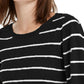 Suéter listrado feminino Maison Jules com manga bufante, preto, tamanho grande