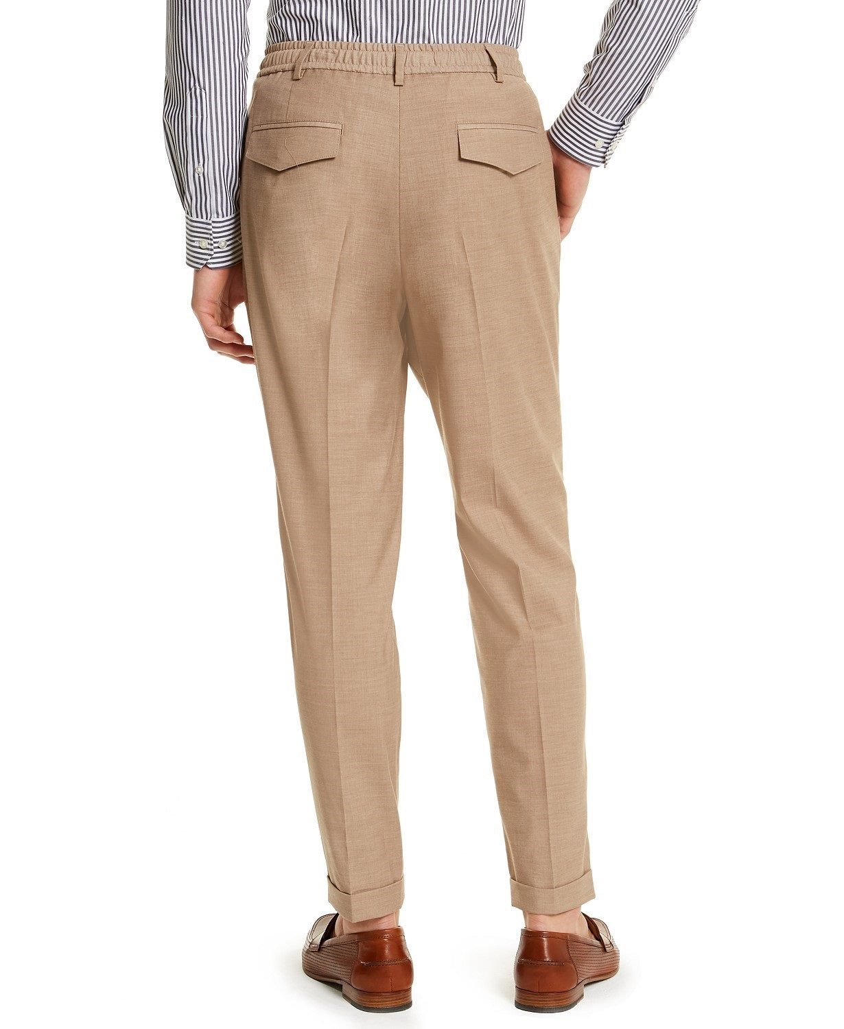 Calça social masculina Tasso Elba Classic-Fit Stretch Tropical Weight, bege, tamanho XX-G