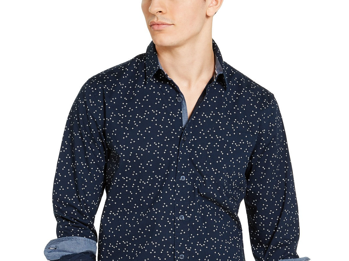Camisa masculina com estampa Crossroads da Sun + Stone, tamanho azul marinho, extra grande