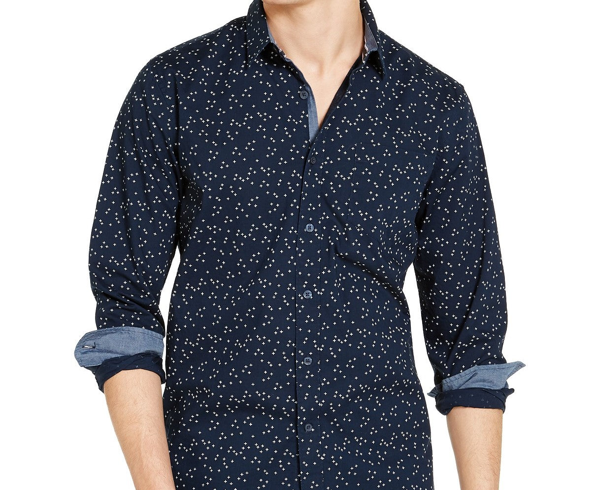 Camisa masculina com estampa Crossroads da Sun + Stone, tamanho azul marinho, extra grande