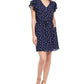 Vestido feminino estampado com mangas esvoaçantes Maison Jules, azul-marinho, tamanho médio