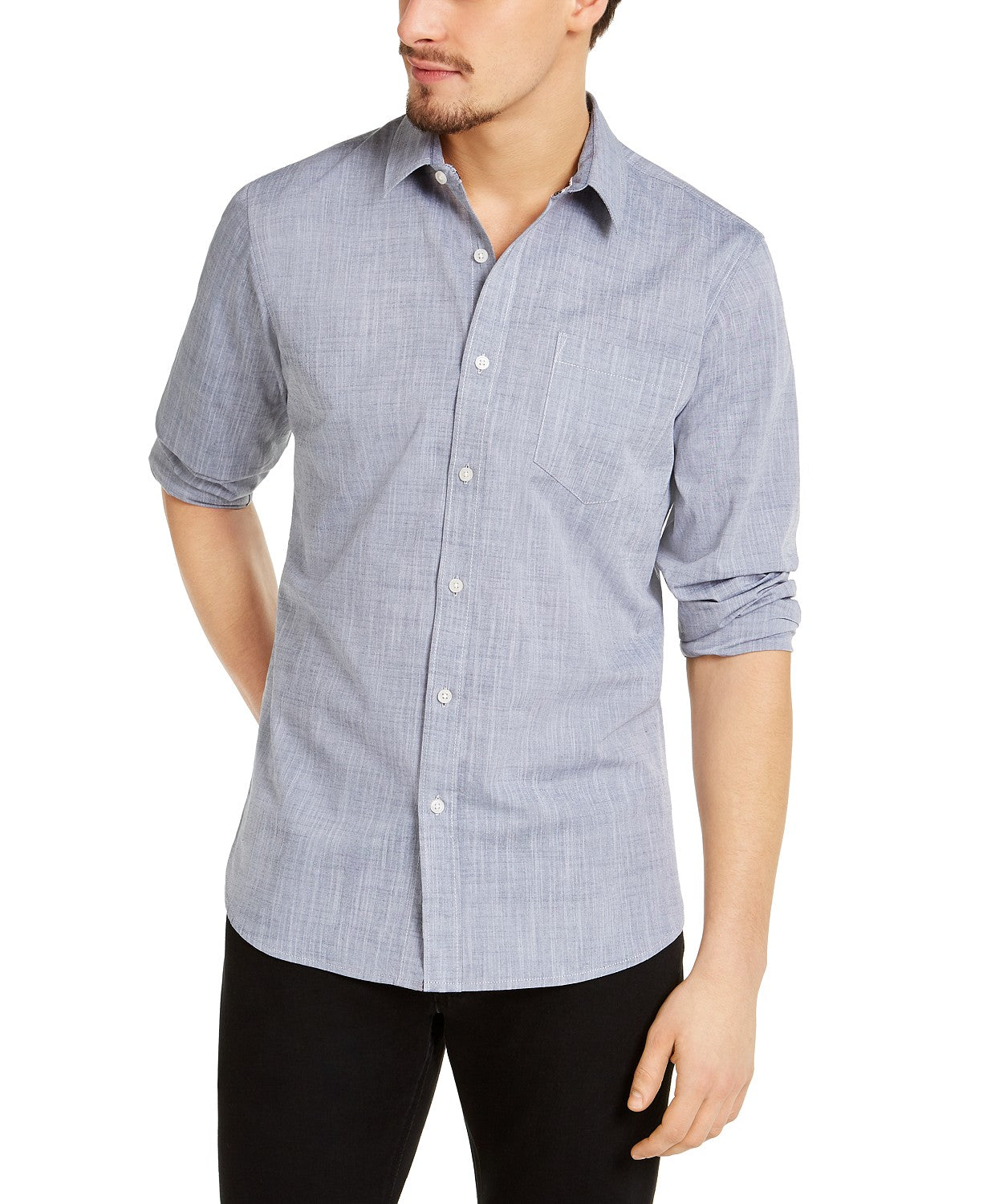 Camisa masculina Kevin Regular-Fit Chambray Sun + Stone, tamanho médio