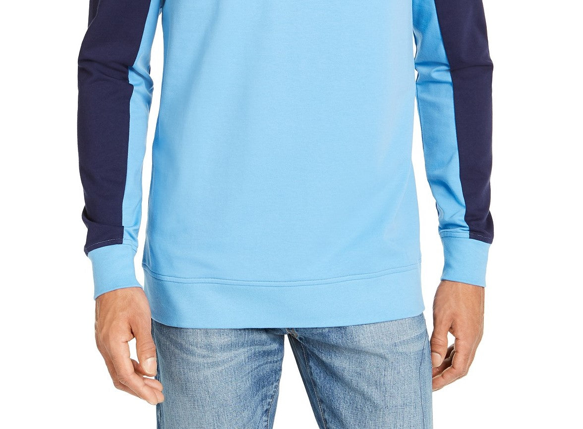 Moletom Club Room Masculino Regular Fit Colorblocked com Zíper 1/4 Azul Escuro Tamanho P