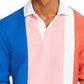 Camisa de rugby masculina com listras verticais e manga comprida, rosa, tamanho médio