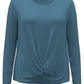 Blusa feminina com bainha torcida estilo &amp; co, azul, tamanho grande