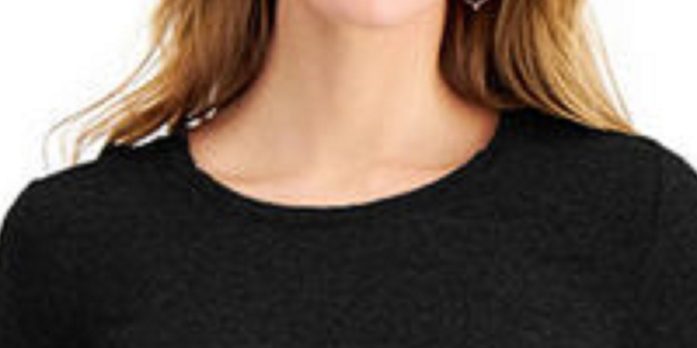 Top feminino com decote torcido na frente, preto, tamanho médio, da Style &amp; Co
