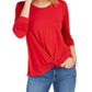 Top feminino com frente torcida estilo &amp; co, vermelho, tamanho grande