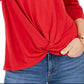 Top feminino com frente torcida estilo &amp; co, vermelho, tamanho grande