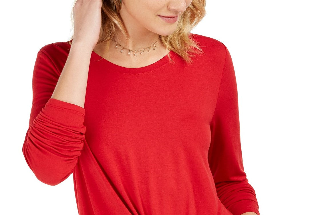 Top feminino com decote torcido na frente, tamanho extra grande, vermelho, estilo &amp; co