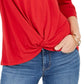 Top feminino com decote torcido na frente, tamanho extra grande, vermelho, estilo &amp; co