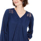 Top de crochê feminino com renda nas costas, estilo &amp; co, azul-marinho, tamanho extra pequeno