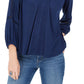Top de crochê feminino com renda nas costas, estilo &amp; co, azul-marinho, tamanho pequeno