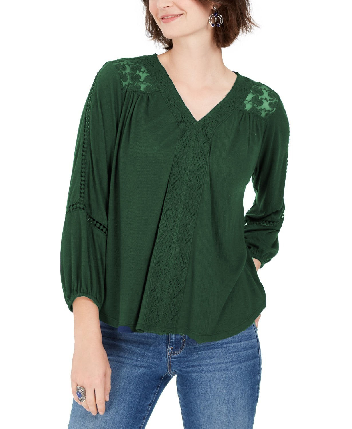 Top de crochê feminino com renda nas costas, verde, tamanho grande, estilo &amp; co