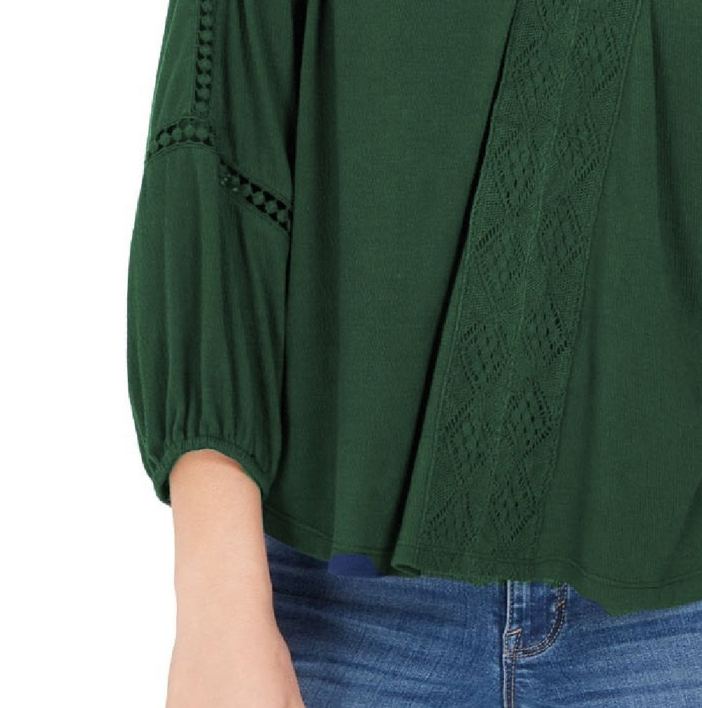 Top de crochê feminino com renda nas costas, verde, tamanho grande, estilo &amp; co