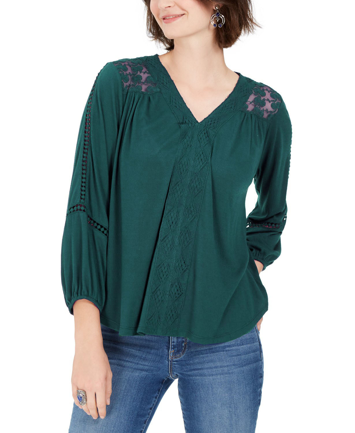 Top de crochê feminino com renda nas costas, verde, tamanho médio, estilo &amp; co