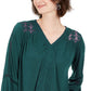 Top de crochê feminino com renda nas costas, verde, tamanho médio, estilo &amp; co