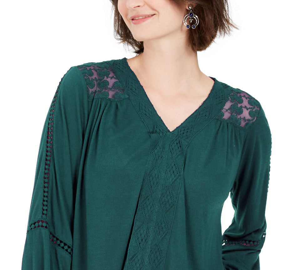 Top de crochê feminino com renda nas costas, verde, tamanho médio, estilo &amp; co