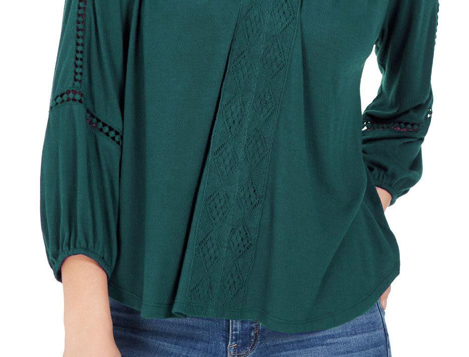 Top de crochê feminino com renda nas costas, verde, tamanho médio, estilo &amp; co