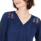 Top de crochê feminino com renda nas costas, estilo &amp; co, azul-marinho, tamanho grande