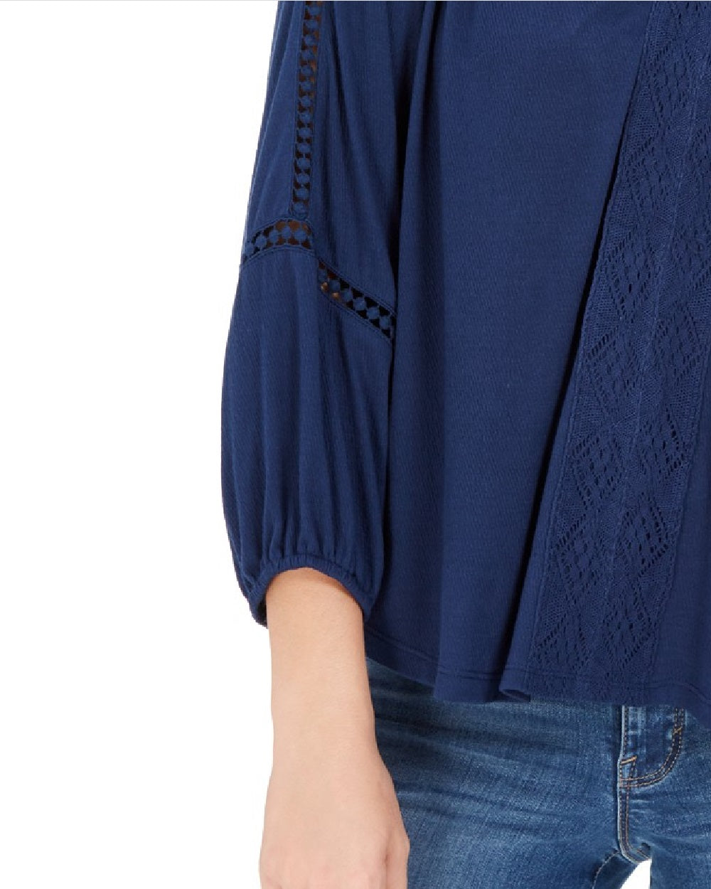 Top de crochê feminino com renda nas costas, estilo &amp; co, azul-marinho, tamanho grande