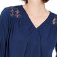 Top de crochê feminino com renda nas costas, estilo &amp; co, azul-marinho, tamanho médio