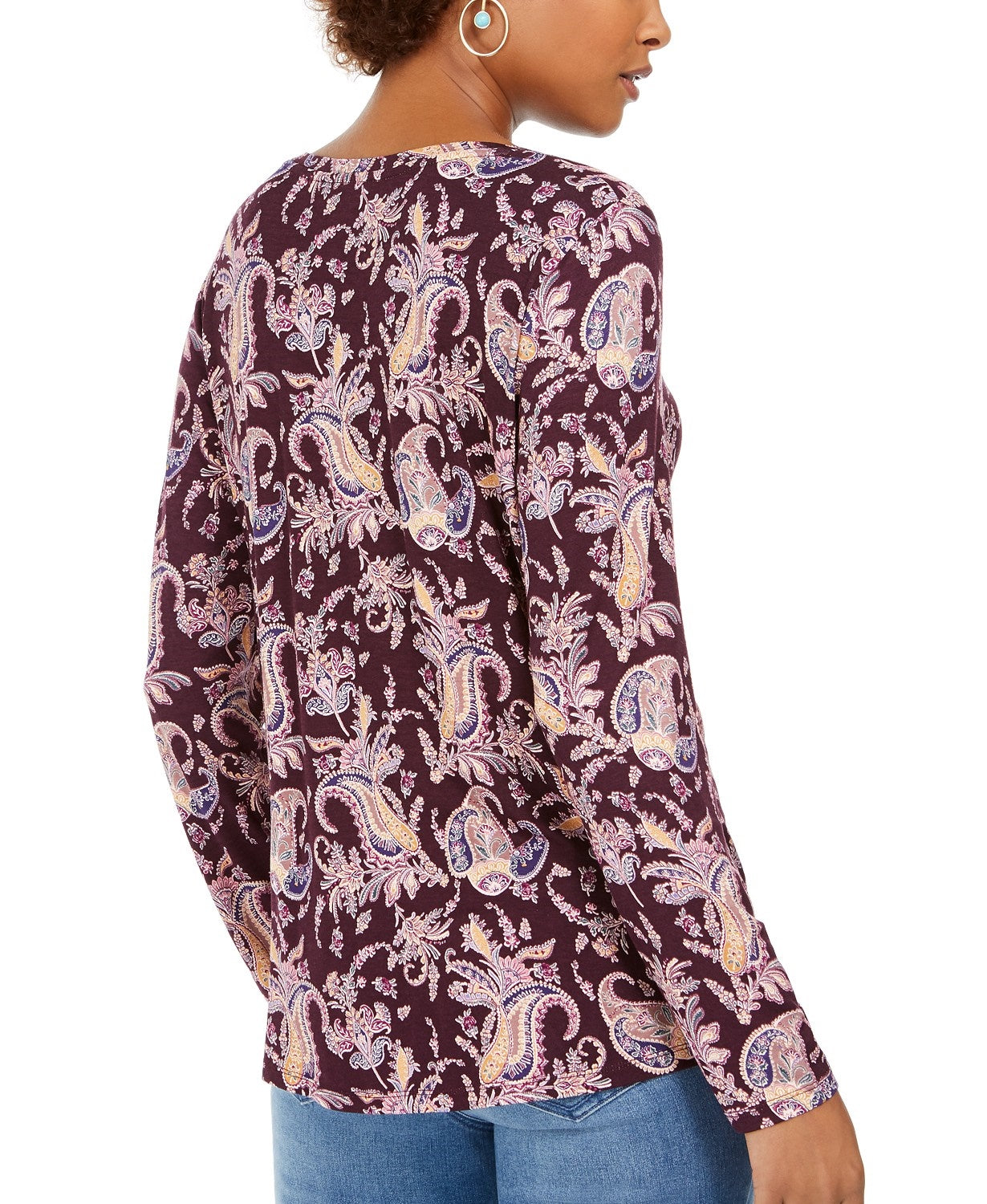 Top feminino com estampa Twist-Hem, estilo &amp; Co, médio, roxo, tamanho XX-G