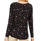 Blusa feminina com estampa floral e frente torcida, preta, tamanho pequeno, da Style &amp; Co