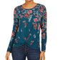 Blusa feminina com estampa floral e bainha torcida, tamanho extra grande, verde, estilo &amp; co